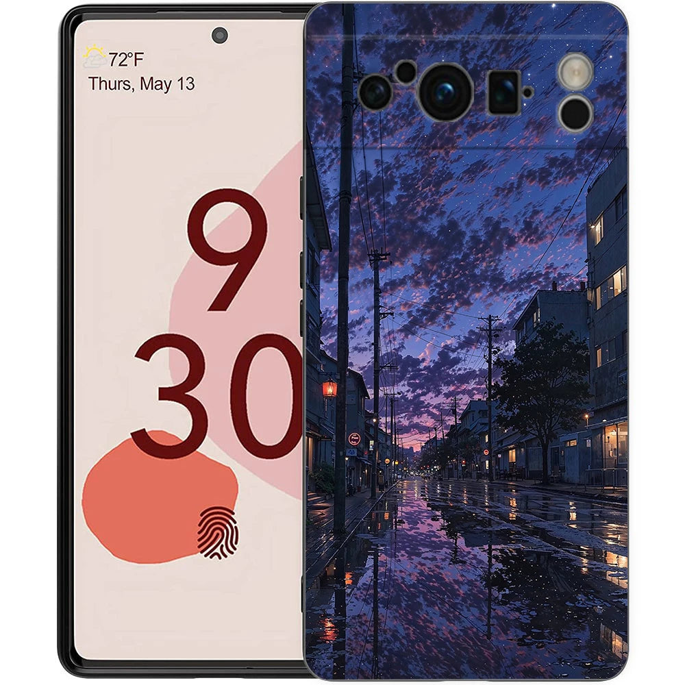 fashion art sunset glow painting Phone Case For Google Pixel 9 8 9A 8A 7 7A 6 Pro XL 6A 5G Black Soft Back Luxury TPU Cover