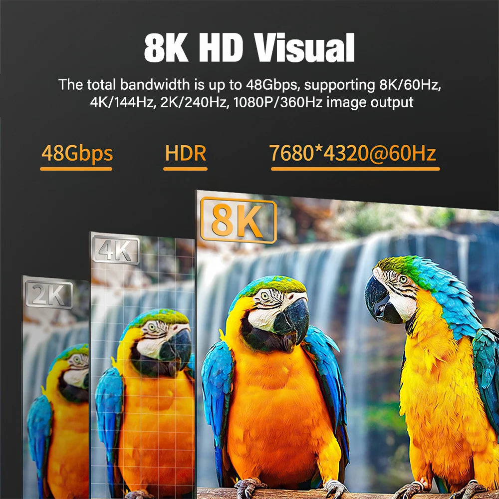 UHD 8K HDMI 2.1 Cable 48Gbps High Speed 4K@120Hz 8K@60Hz Video Cord for HDTV PS5 Xbox Laptop Projector Long Wire 2m 3m 5m 8m 10m