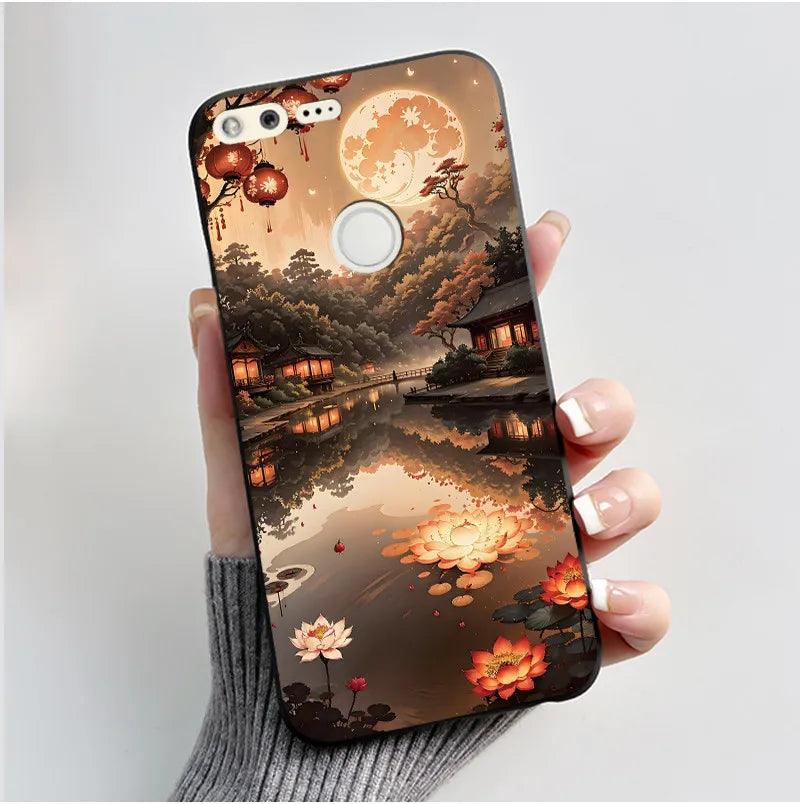 For Google Pixel 1 Soft Silicone Black Case For Google Pixel 1XL Elegant Style New Design Pattern Snow Mountain Casing