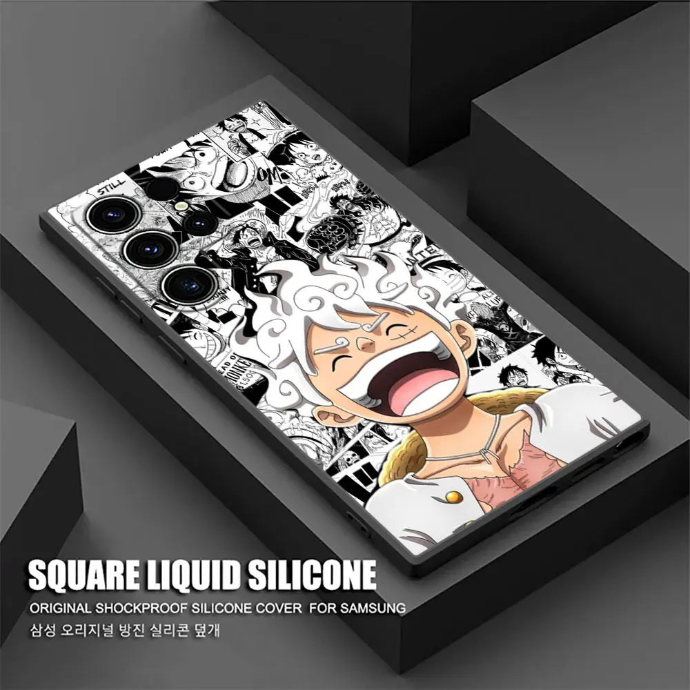 Japan O-One Piece Luffy Gear 5 Phone Case For Samsung Galaxy S25 S24 S23 S20 S21 FE S26 S22 Ultra S26 Plus S25FE Silicone Cover