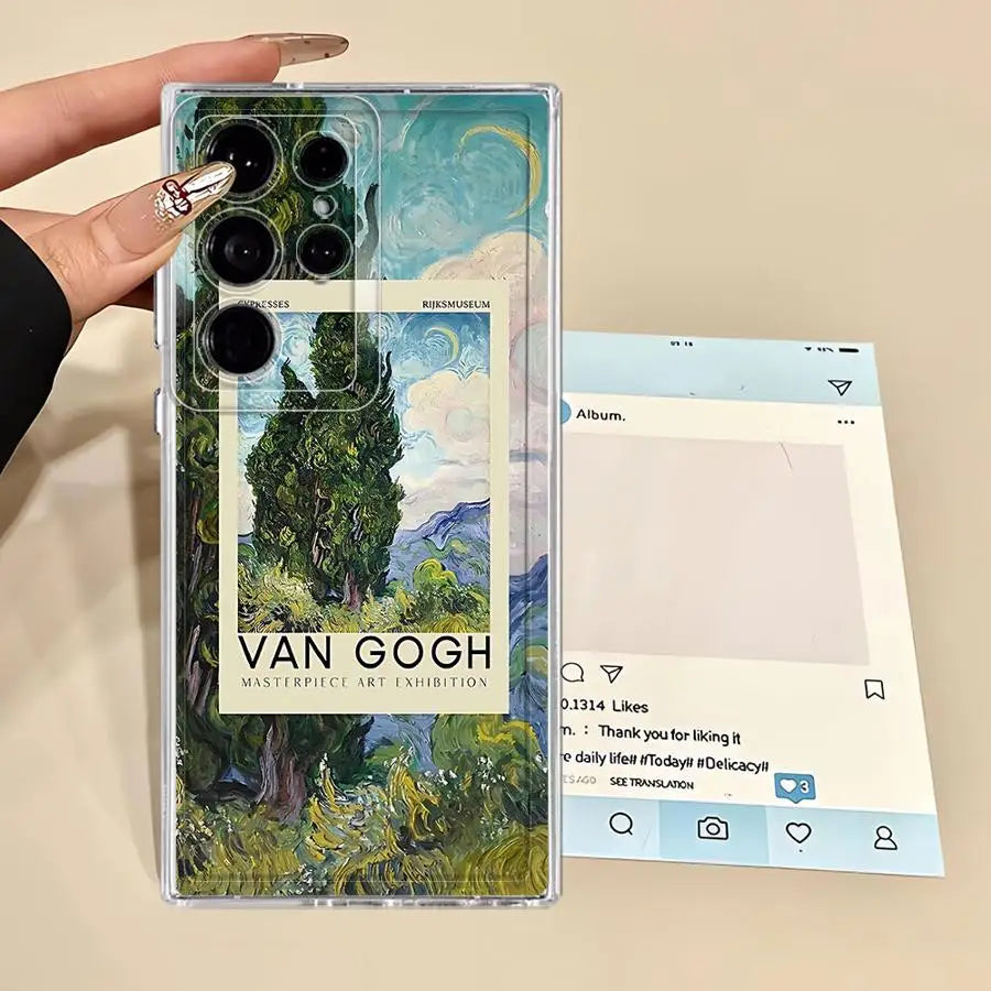 Van Gogh Sunflowers Clear Cover Phone Case for Samsung Galaxy Note 20 Ultra 10 S22 FE S25 Edge S23 Ultra S20 Plus S21 S24