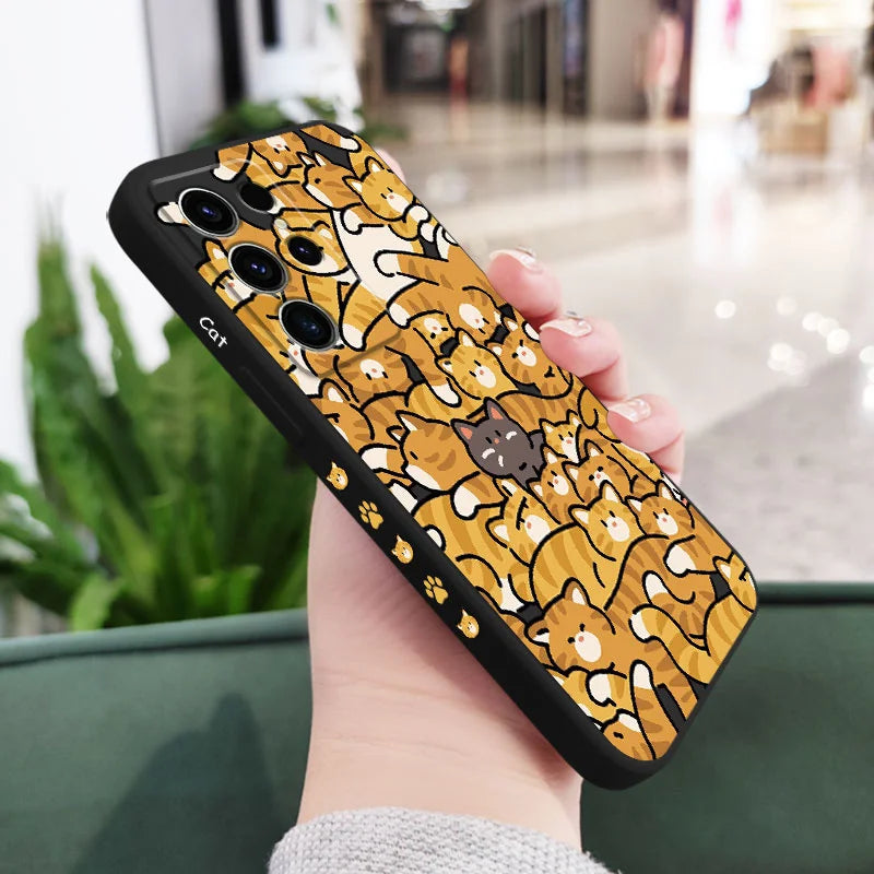 Orange Cats Phone Case For Samsung Galaxy S25 S24 S23 S22 S21 S20 S10 Ultra Plus FE Note 20 Ultra 10 Plus Cover