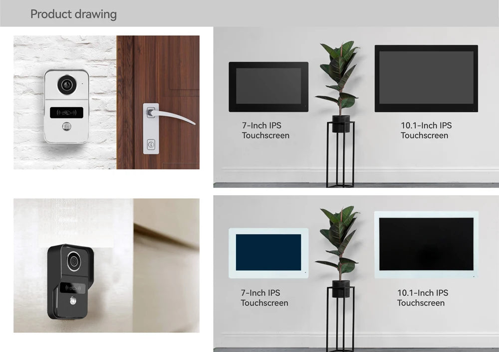 1080P Tuya Smart Doorbell Camera Home Video Intercom 5G Wifi 2 Wires 7/10 Inch Wireless Video Doorphone System 5-in-1 NFC Unlock