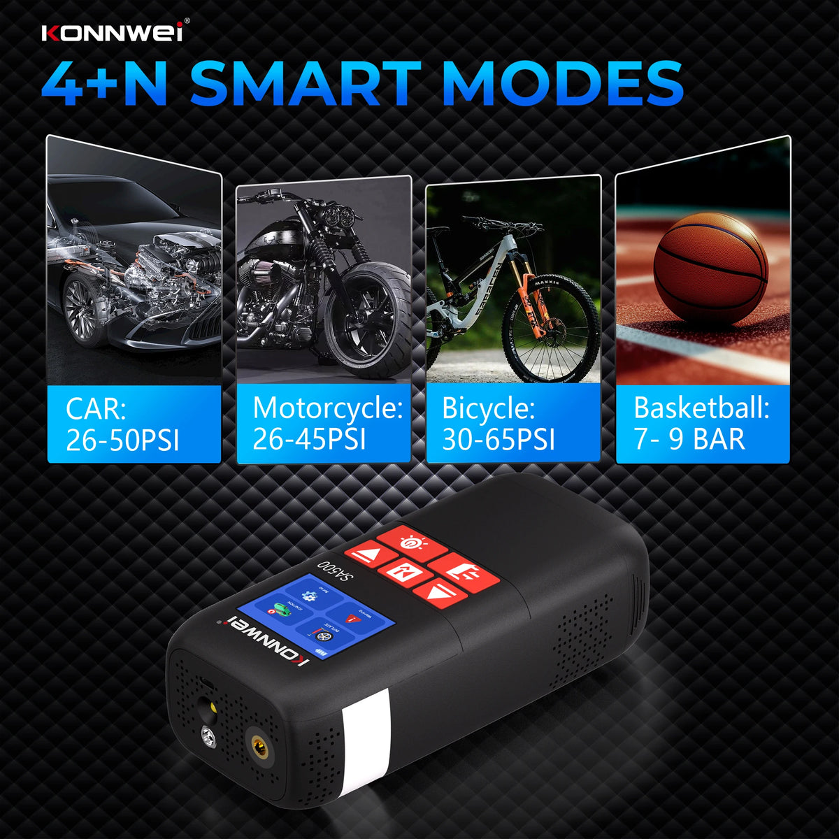 KONNWEI SA500 Car Jump Starter with Air Compressor 12V Portable Battery Booster Tire Inflator Power Bank Vehicle Emergency Start