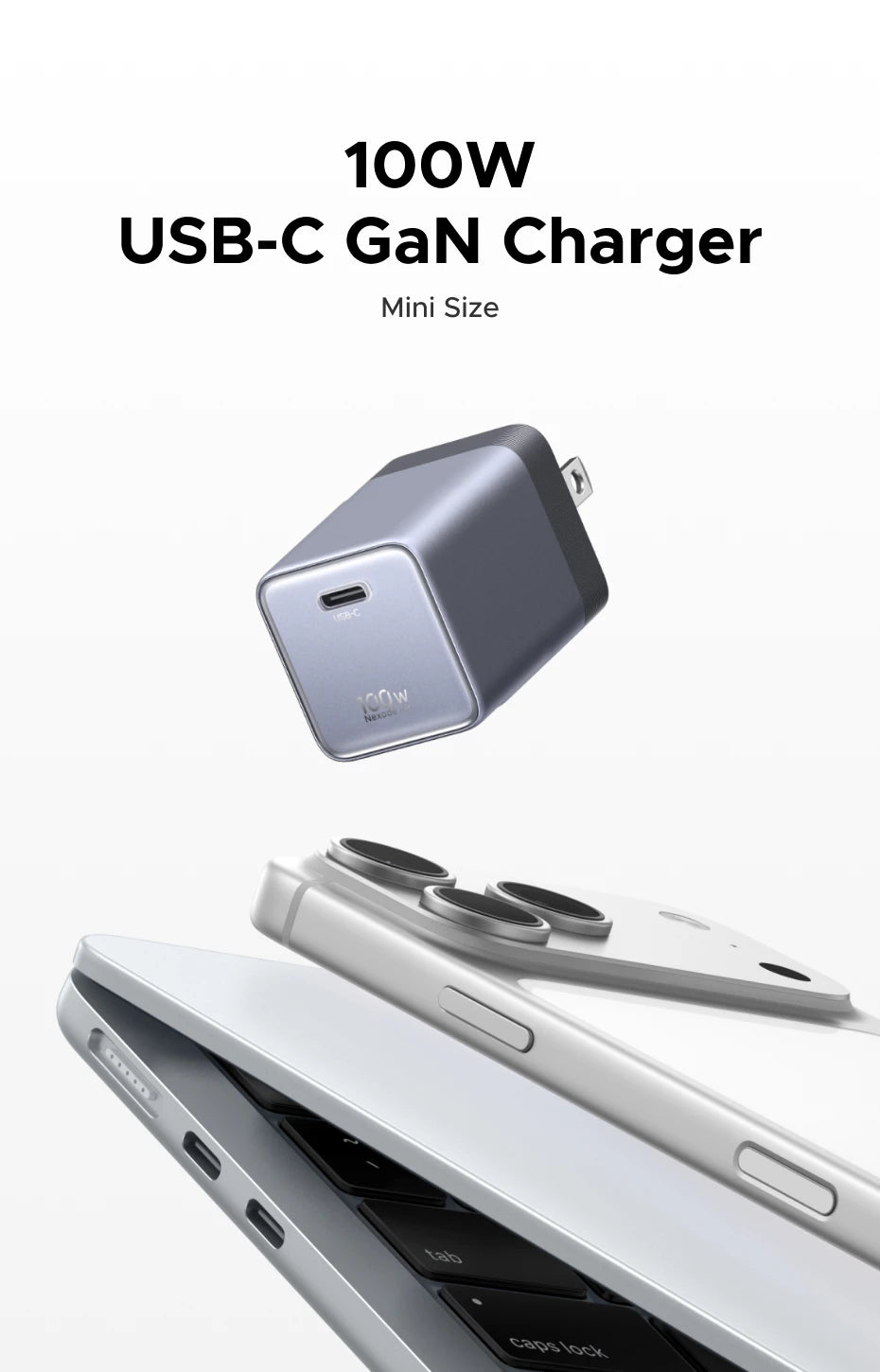 【Ultra Mini-US Plug】UGREEN Nexode Air 100W 65W 45W GaN Charger PD3.0 QC4.0 PPS For Macbook Laptop iPhone 17 16 Samsung S26 iPad