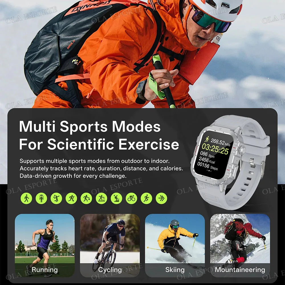 2026 New Military-grade Smart Watch Men GPS Flashlight 3ATM Waterproof Watch Bluetooth Call 100+Sport Outdoor Smartwatch Pk Hw12