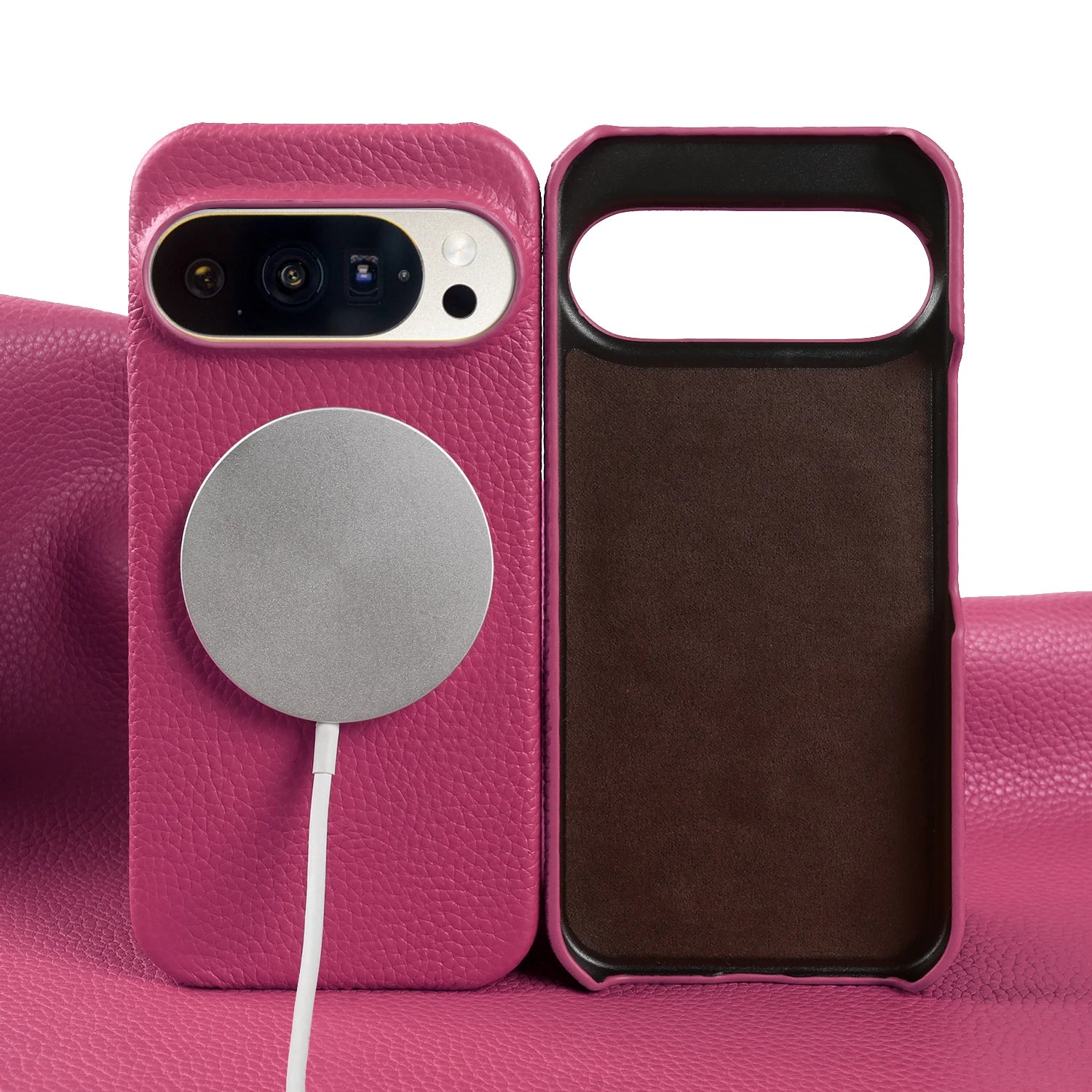 For Magsafe Magnetic Lychee Genuine Leather Case For Google Pixel 10 Pro XL 9 8 7 6 5 9A 8A 7A 6A Back Cover Phone Cases Coque