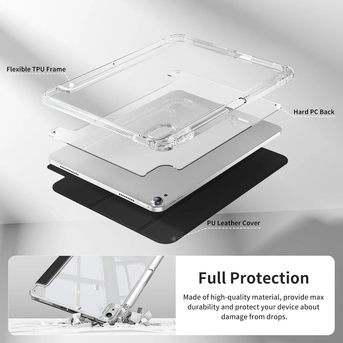 Clear Crystal Tablet Case With Pen Slot For iPad 10th 11th Gen 2025 7/8/9 10.2'' Air 4 5 6 7 11 Air 2 9.7 Pro 11 Mini 6 7