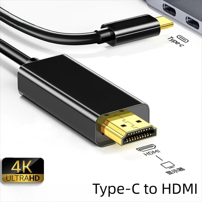 Type-C to HDMI-Compatible Cable 4K60Hz High-Definition Co-Screen Cable ABS 4K for Monitor MAC iPad Pro MacBook Air Chromebook TV