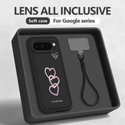 Leopard Love Heart Patterned Phone Case For Google Pixel 10 9 Pro Pixel 8A 7A 10 9 Pro XL 8 7 Pro 9A Soft Silicone Lanyard Cover