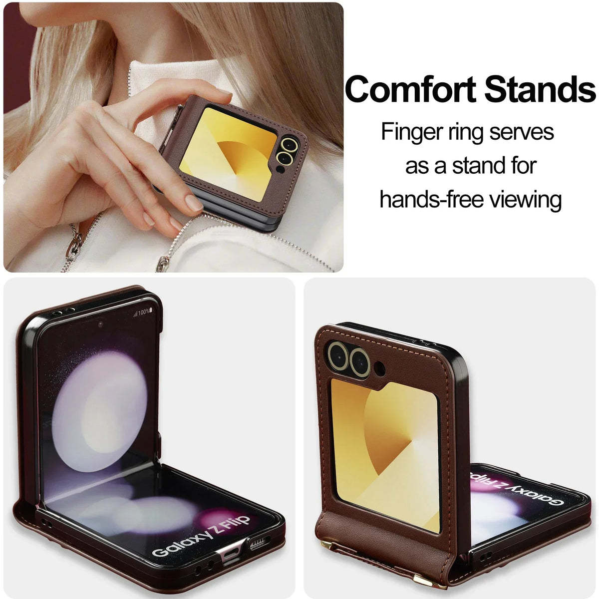 Luxury Crossbody Cards Solt Wallet Leather Case for Samsung Galaxy Z Flip 8 Flip7 Flip 6 5 4 Hand Strap Lanyard Pocket Cover