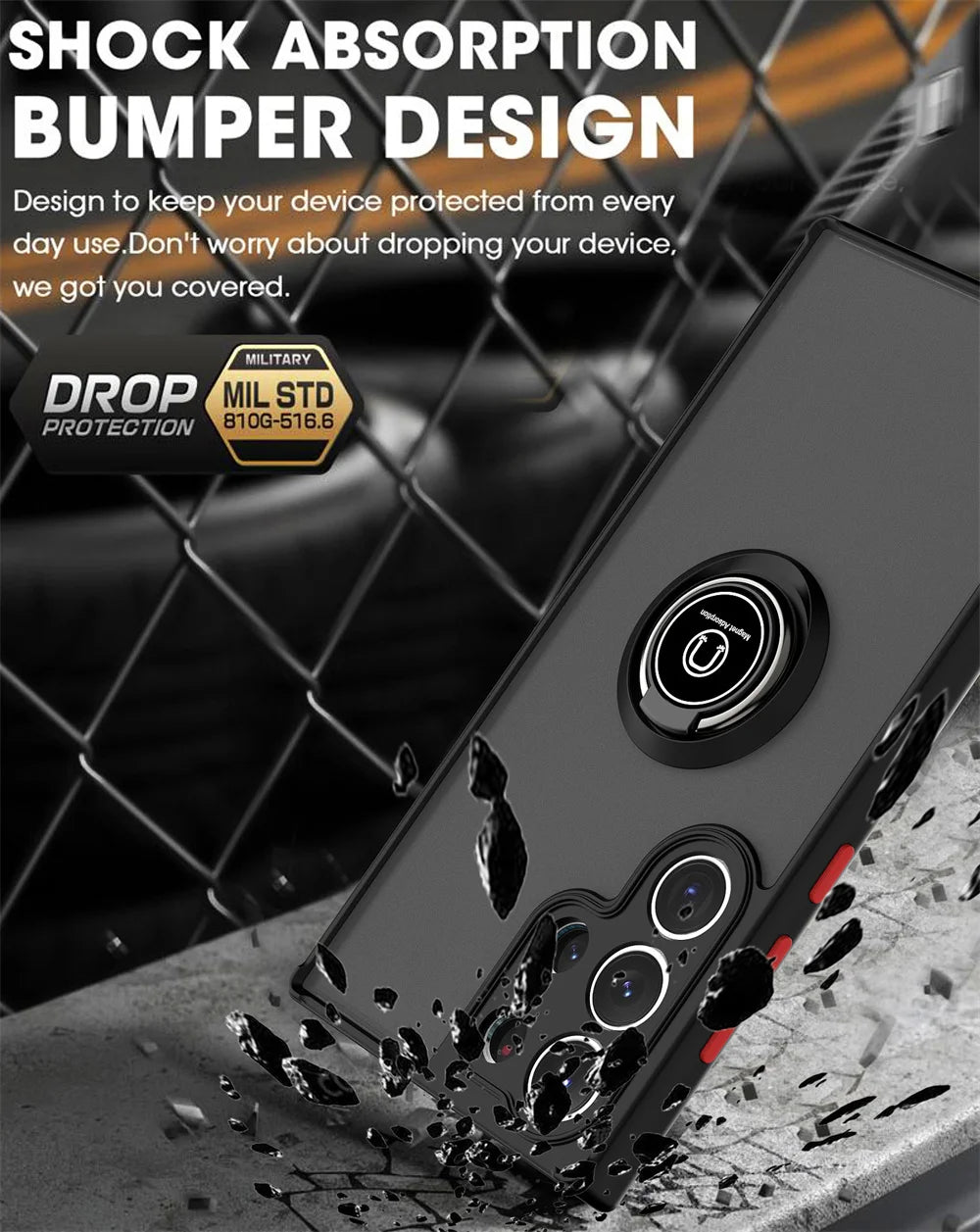 Shockproof Armor Matte Case For Samsung Galaxy S24 S23 S22 S21 S20 Ultra FE Note 20 Ultra 5G A32 A52 A72 S10 Plus Magnetic Holde