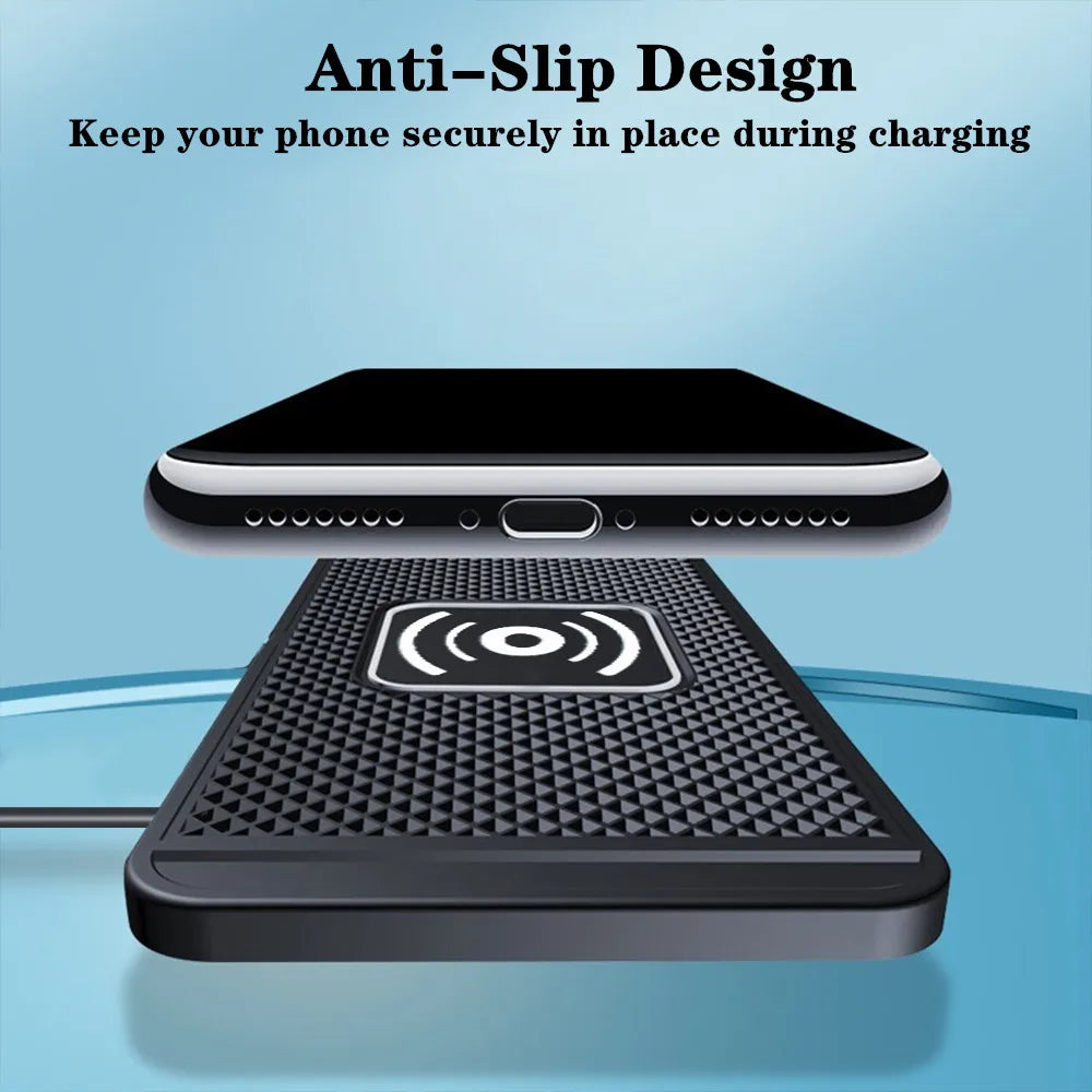 Car Wireless Charger Silicone Non Slip Pad for iPhone 15 14 13 12 Samsung Car Wireless Phone Chargers Fast Charging Station