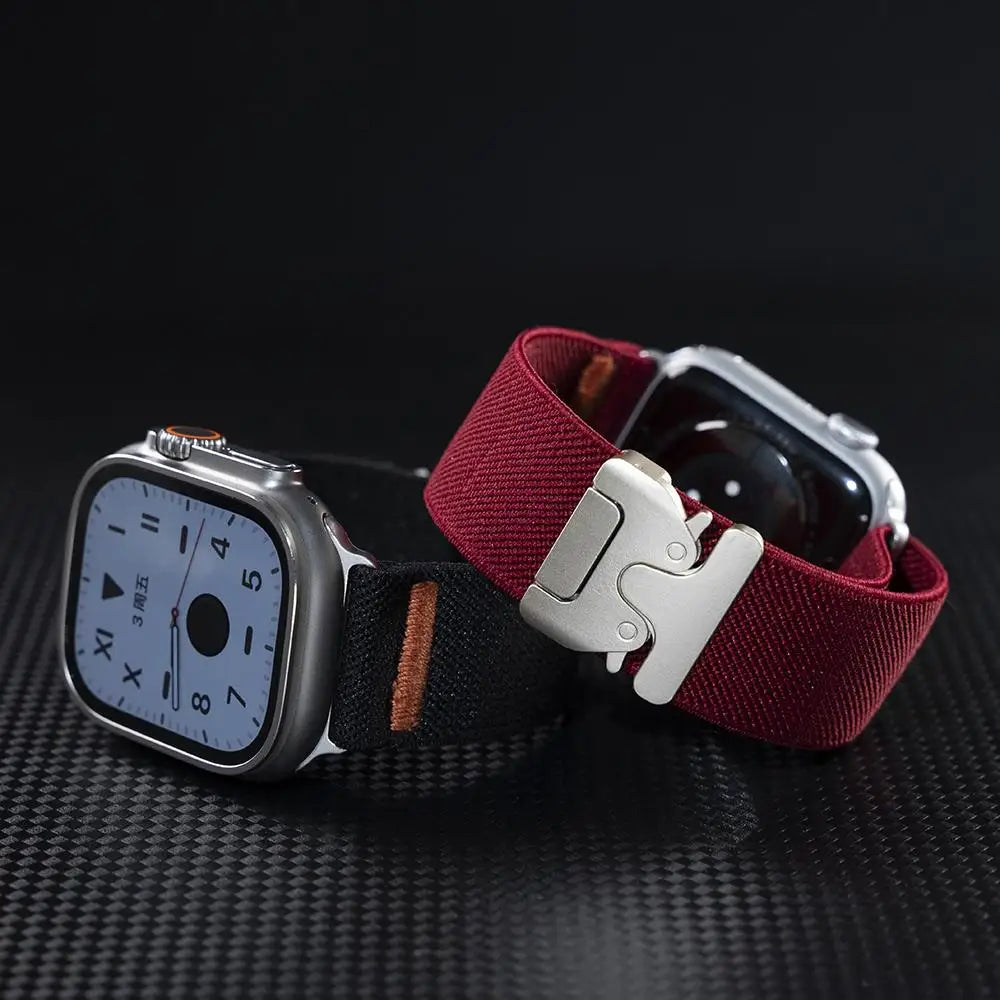 Elastic Nylon Strap for Apple Watch band Ultra 2 49mm 46-42-45mm 41-44mm parachute buckle Bracelet IWatch Series 10 9 8 7 6 SE