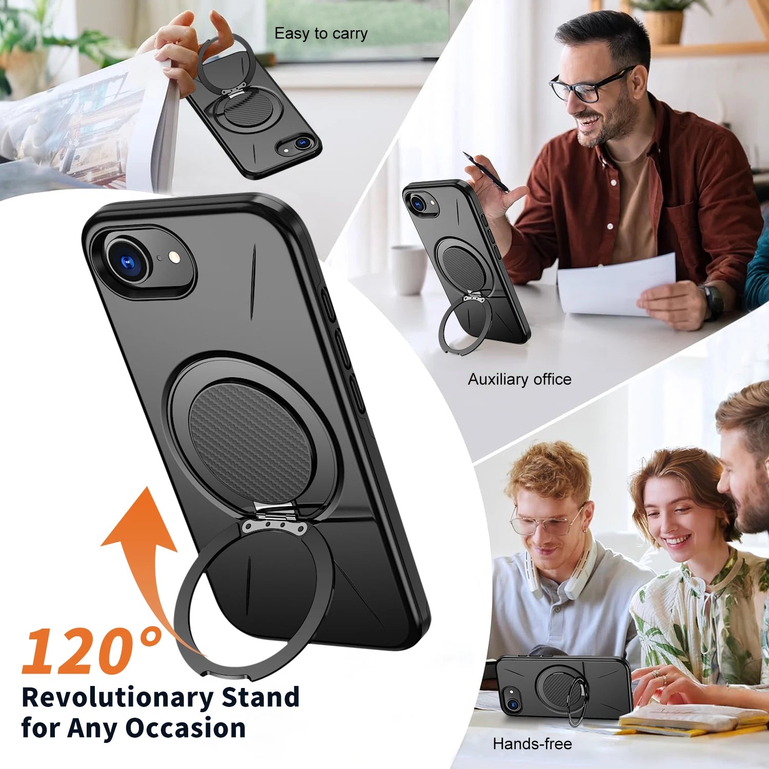 360° Rotating Magnetic Stand Holder Phone Case for iPhone 17E 16E Magsafe Shockproof Bracket Covers Funda