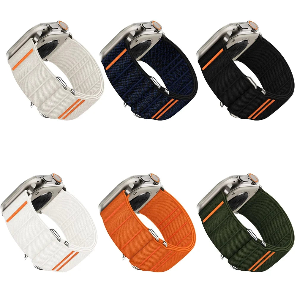 Sports Nylon Strap for Apple Watch Ultra 3 49mm 10 46mm Men Loop Bracelet for IWatch 11 9 8 7 se 6 5 4 45mm 44mm WatchBand Corre