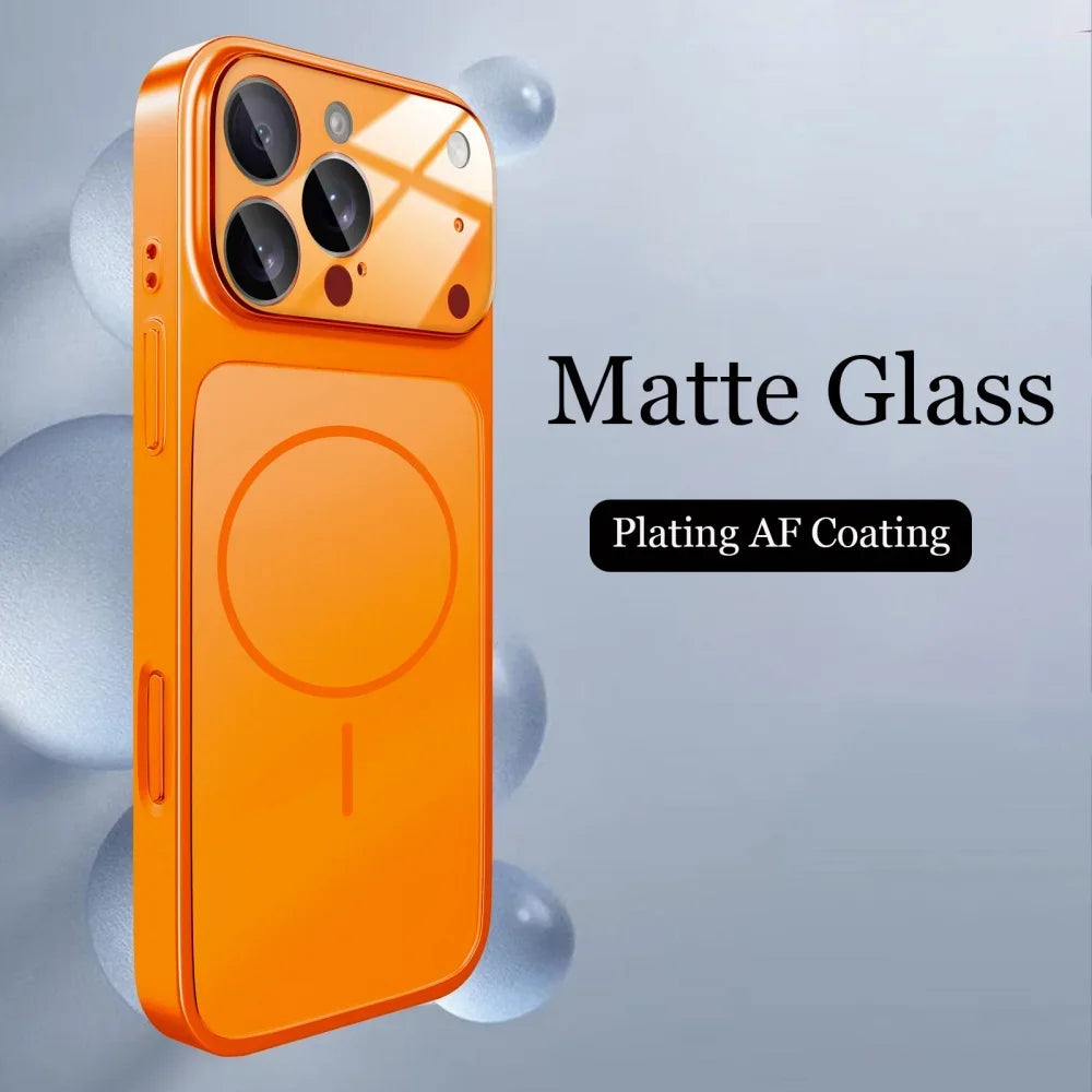 Original Glass Nano Matte Case For iPhone 17 Air 16 15 14 13 17 Pro Max 17Pro Magnetic For Magsafe Wireless Charging Armor Funda