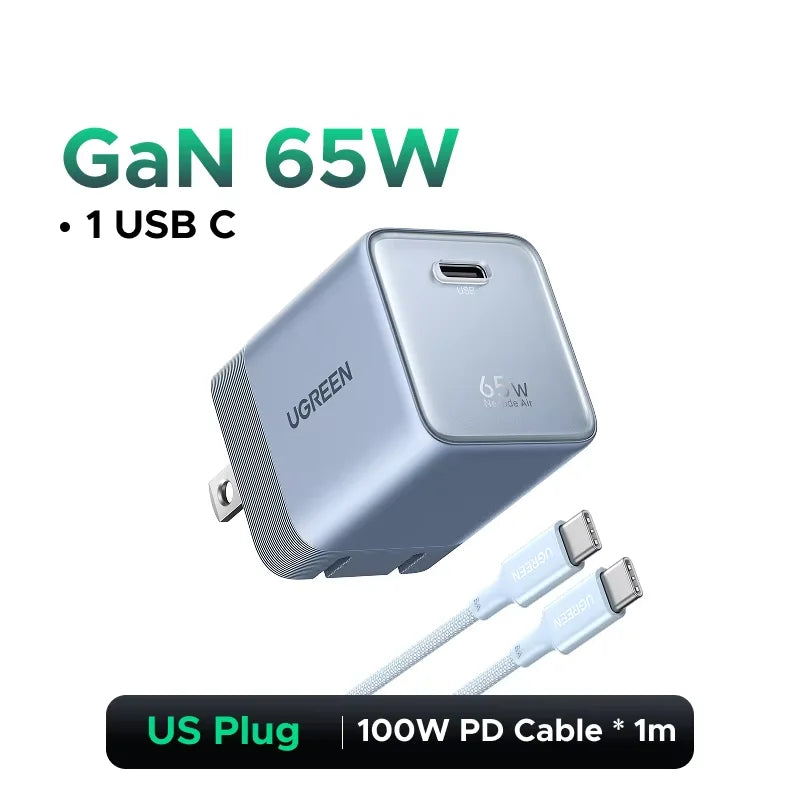 【Ultra Mini-US Plug】UGREEN Nexode Air 100W 65W 45W GaN Charger PD3.0 QC4.0 PPS For Macbook Laptop iPhone 17 16 Samsung S26 iPad