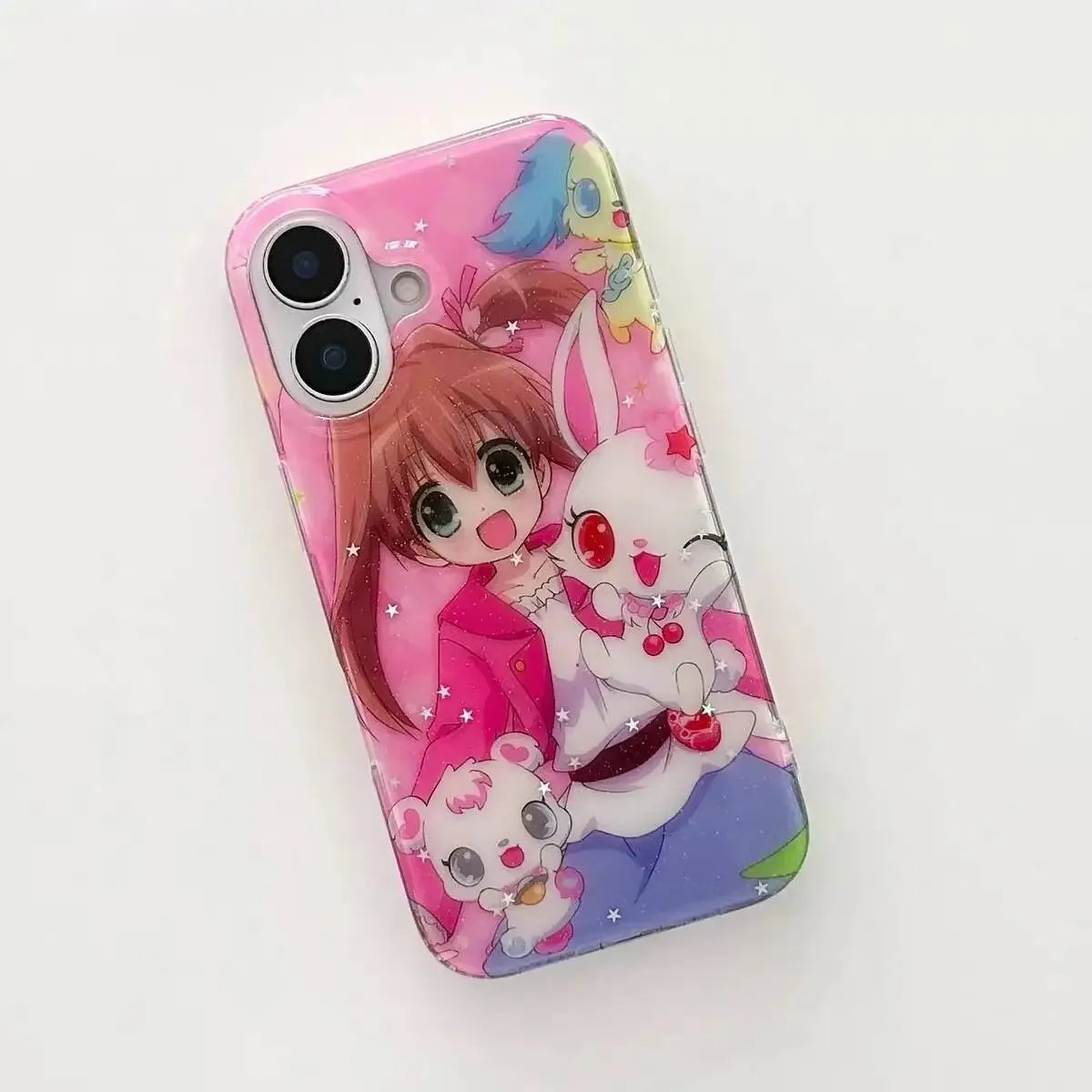 Japan Cartoon Rabbit Phone Case for iPhone 17 16e 16 15 14 13 12 11 Pro Max X Xs XR XSMax 8 7 6 Air Plus Feather Texture Cover