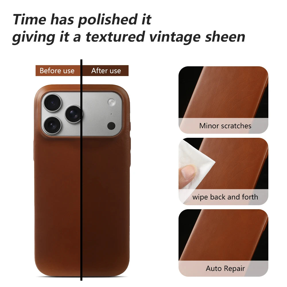 Luxury Genuine Leather Magnetic Phone Case For iPhone 17 Air 17e 16e 16 15 14 Plus 13 12 Mini 11 Pro Max For Magsafe Cover Funda