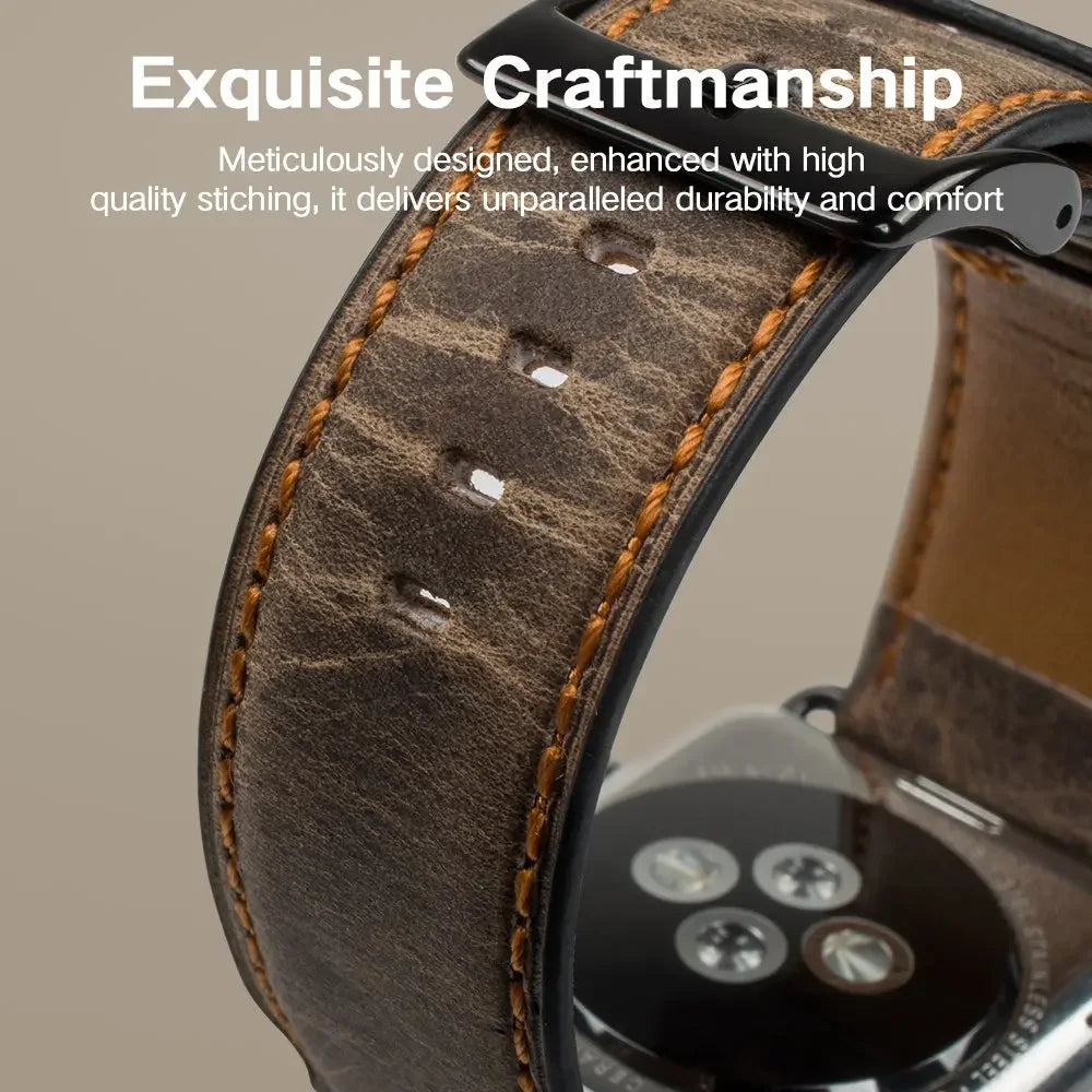 Leather Strap for Apple watch band 45mm /41mm 40mm 44mm 42mm 38 belt Retro bracelet iWatch series 5 4 3 SE 6 7 8 9 ultra 2 49mm