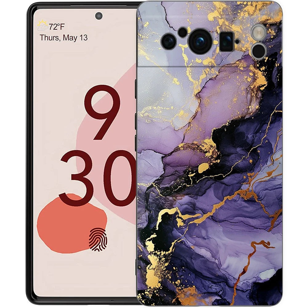 Marble Stone Phone Case For Google Pixel 10A 10 9 8 7 6 Pro XL 9A 8A 6A 7A 5G Soft Shockproof TPU Black Cover