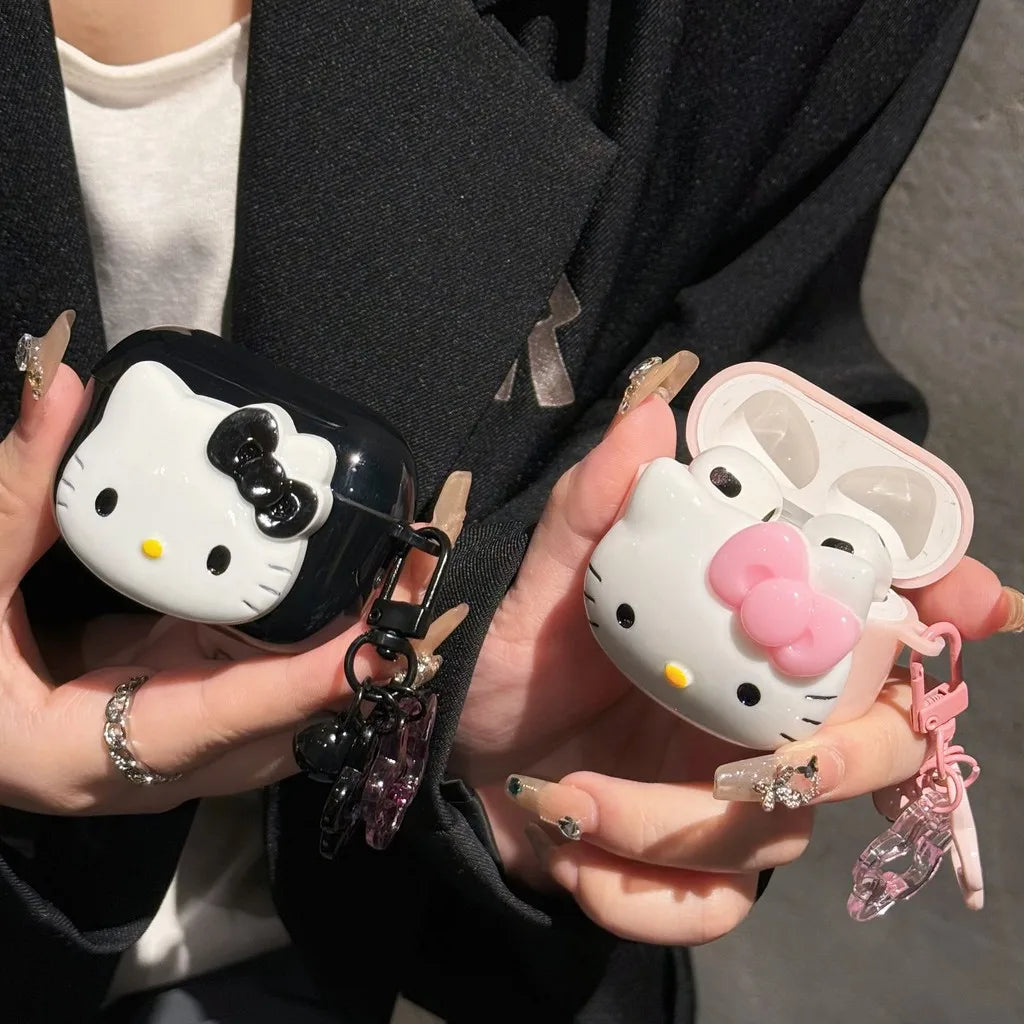 Cute Cartoon KT Earphone Case for Airpods 1 2 3 4 Pro 2 3  Wireless Bluetooth Headset Protective Cover Pro2 Pro3 with Pendant