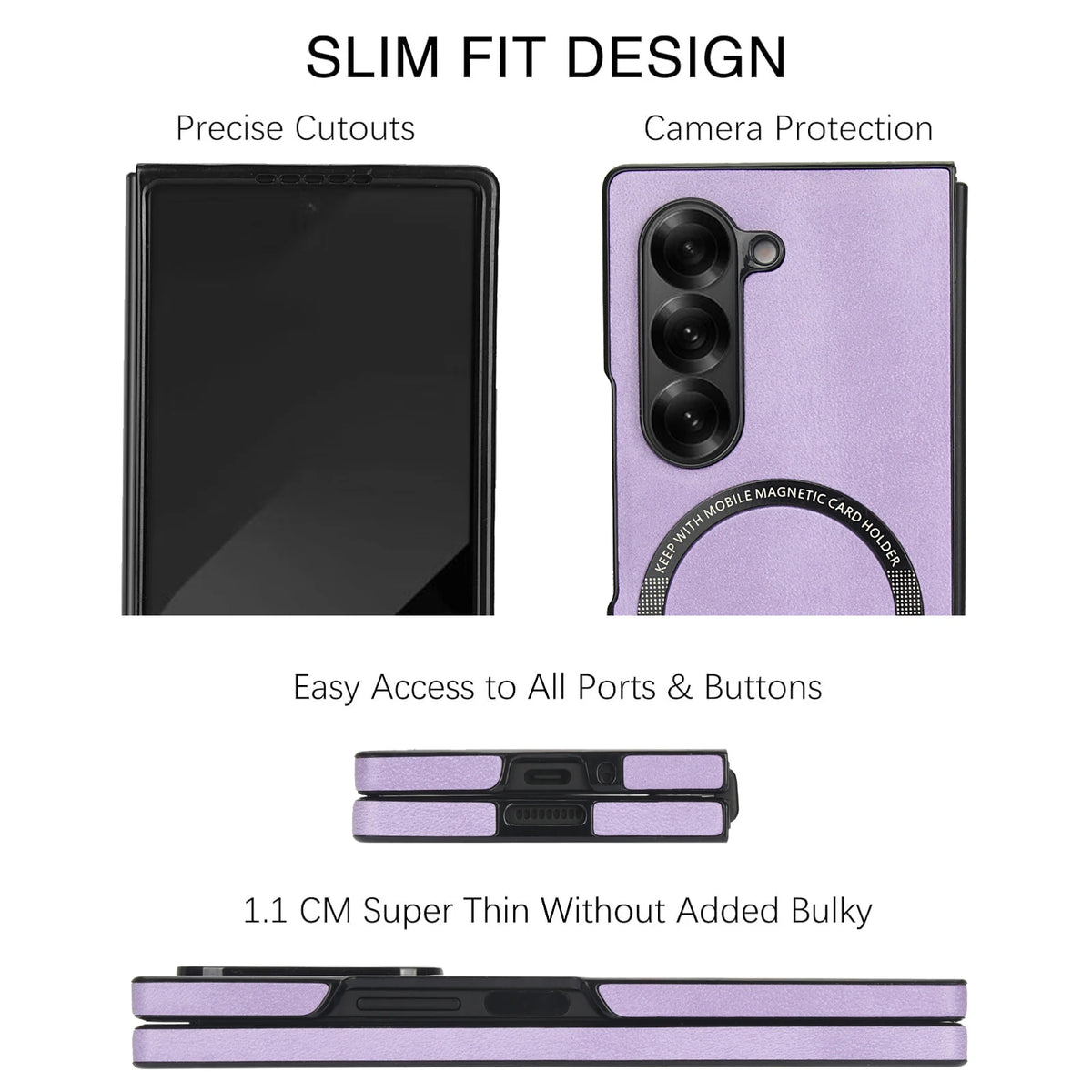 Shockproof Protective Leather Phone Case For Samsung Galaxy Z Fold 8 7 6 5 4 Ultra Magnet Ring Compatible with Wireless Charger