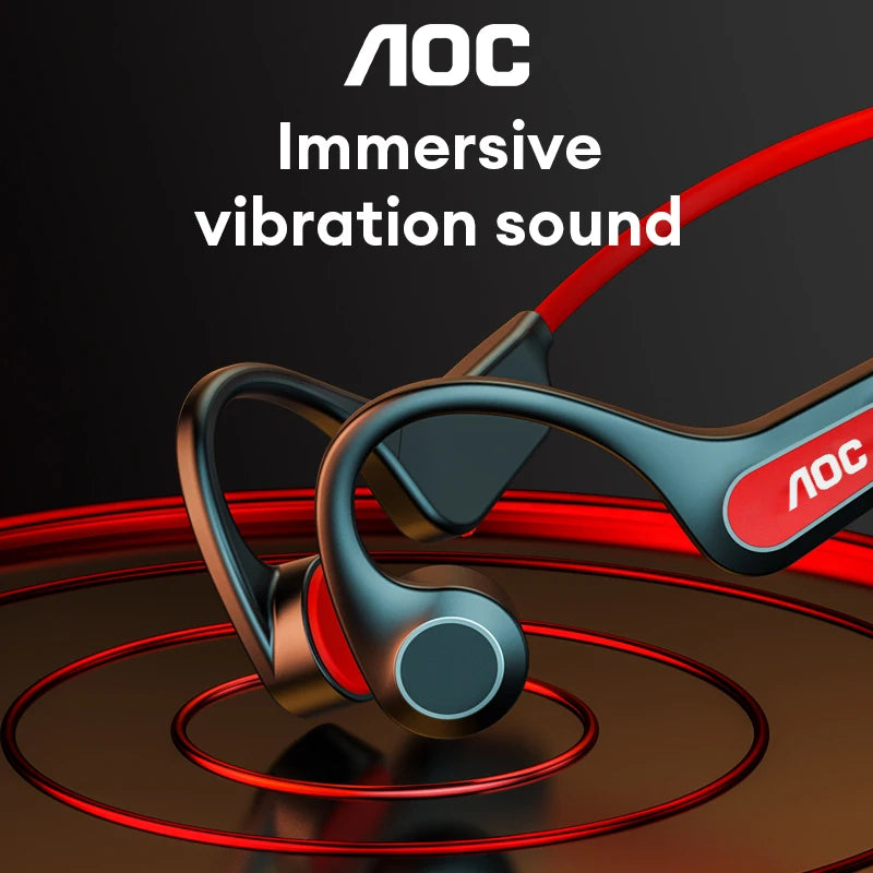 AOC ACN4521 Bone Conduction Wireless Headphone Ear Hook Cycling Sports OWS Earphones Waterproof Low Latency Bluetooth Headset