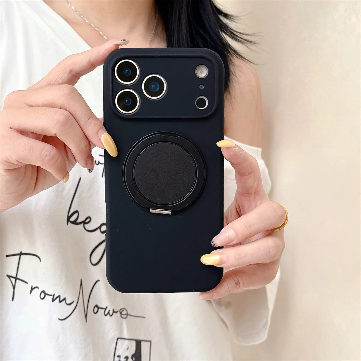 360 Rotate Bracket for Magsafe Magnetic Phone Case for IPhone 17 Air 16 15 14  Pro Max Stand Silicone Soft Protective Cover