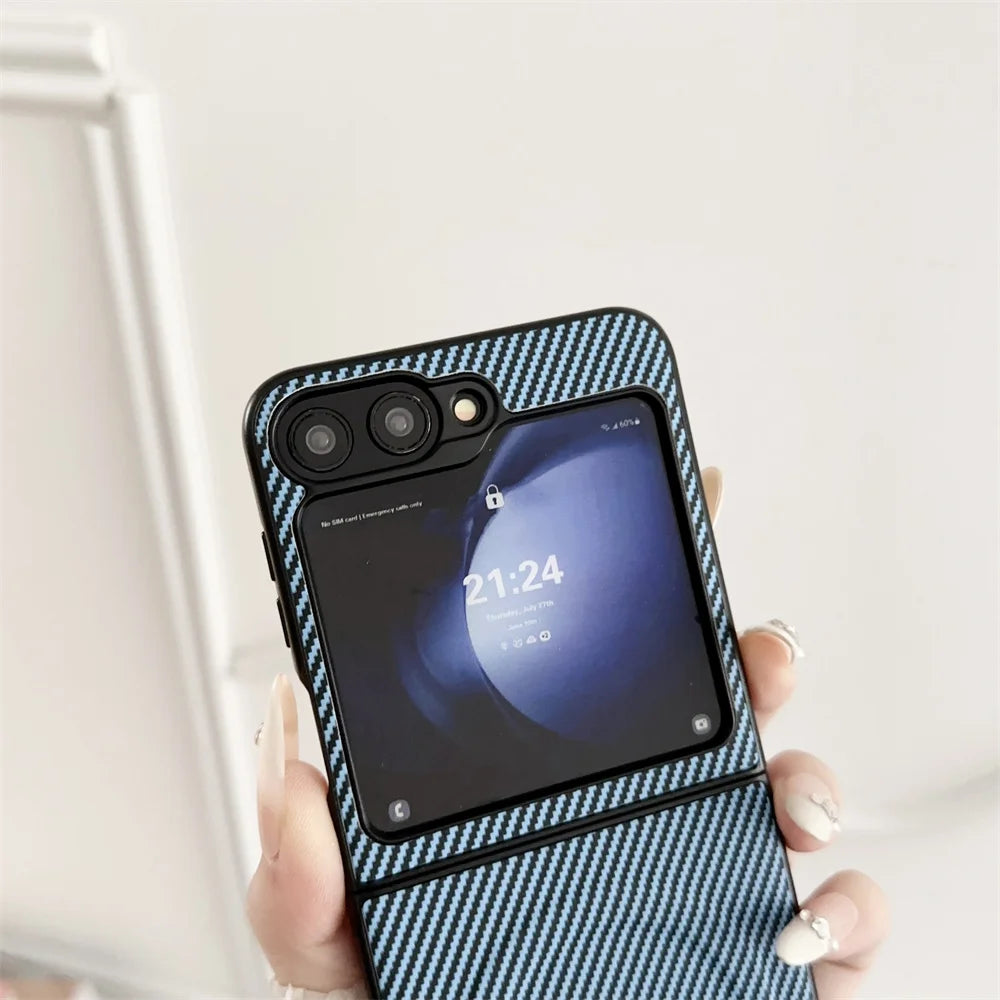 Carbon fiber Skin for Magsafe Case for Samsung Galaxy Z Flip 7 3 4 5 Flip6 Flip5 Flip 8 6 Magnetic Wireless Charging thin Cover