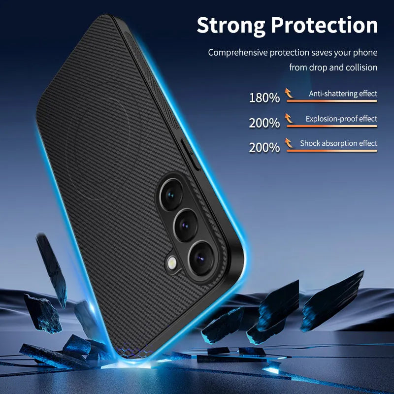 For Samsung Galaxy S26 Case High-End Magnetic Carbon Fiber Texture PC Anti-drop Cover For Samsung Galaxy S26 Ultra