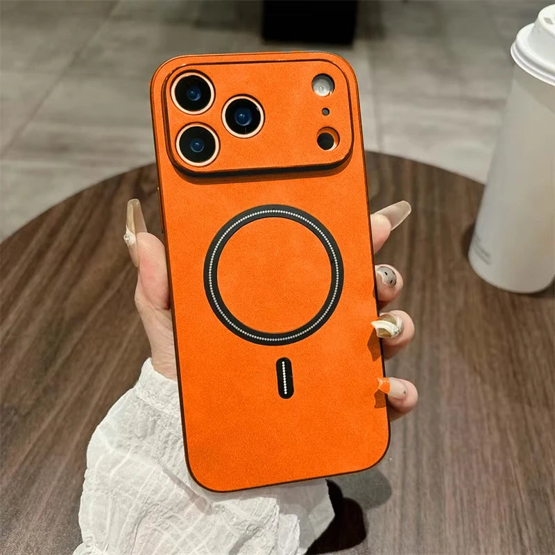 For Magsafe Leather Shockproof Phone Cases For iPhone 17 16 15 14 13 12 11 Pro Max 16e Plus Air Magnetic Wireless Charge Cover