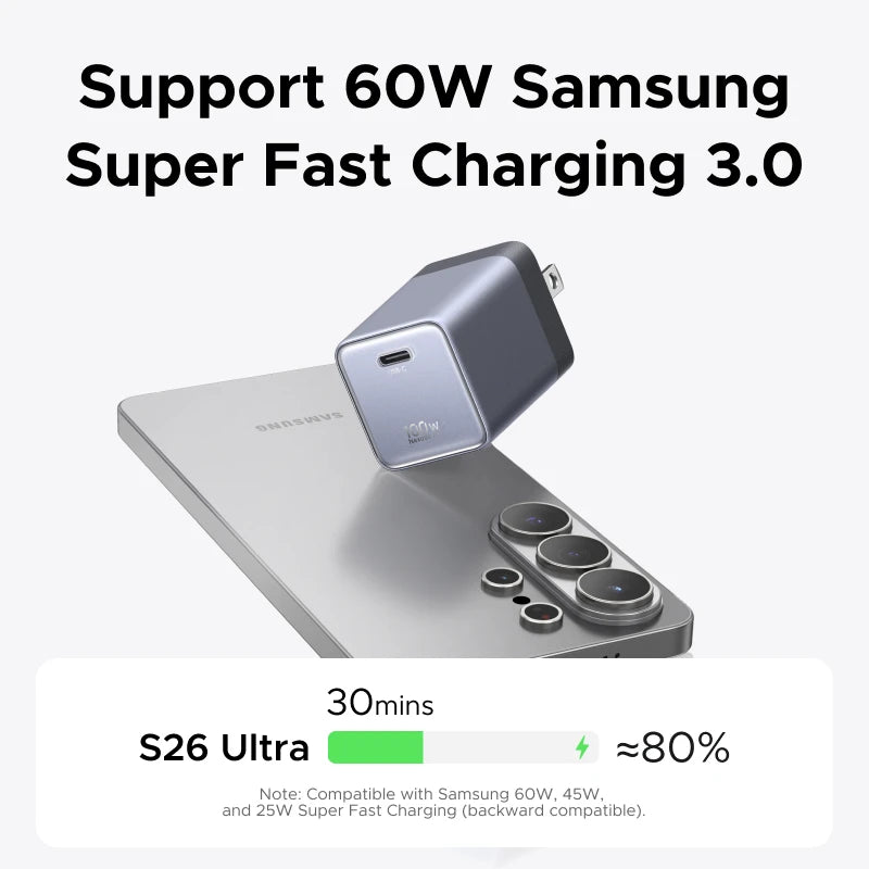 【Ultra Mini-US Plug】UGREEN Nexode Air 100W 65W 45W GaN Charger PD3.0 QC4.0 PPS For Macbook Laptop iPhone 17 16 Samsung S26 iPad