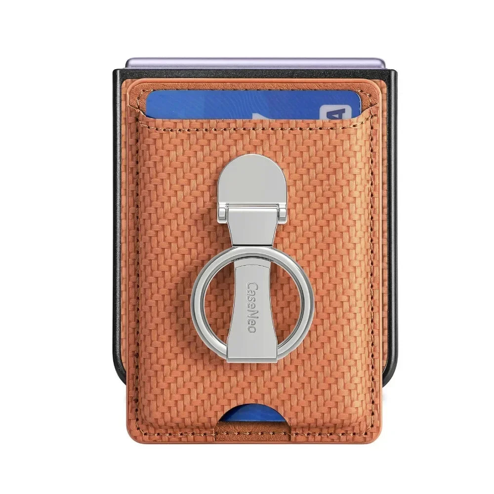 Luxury Ring Stand Leather Phone Case for Samsung Galaxy Z Flip 8 Flip 7 6 5 4 3 Flip7 FE Wallet Card Slot Shockproof Cover