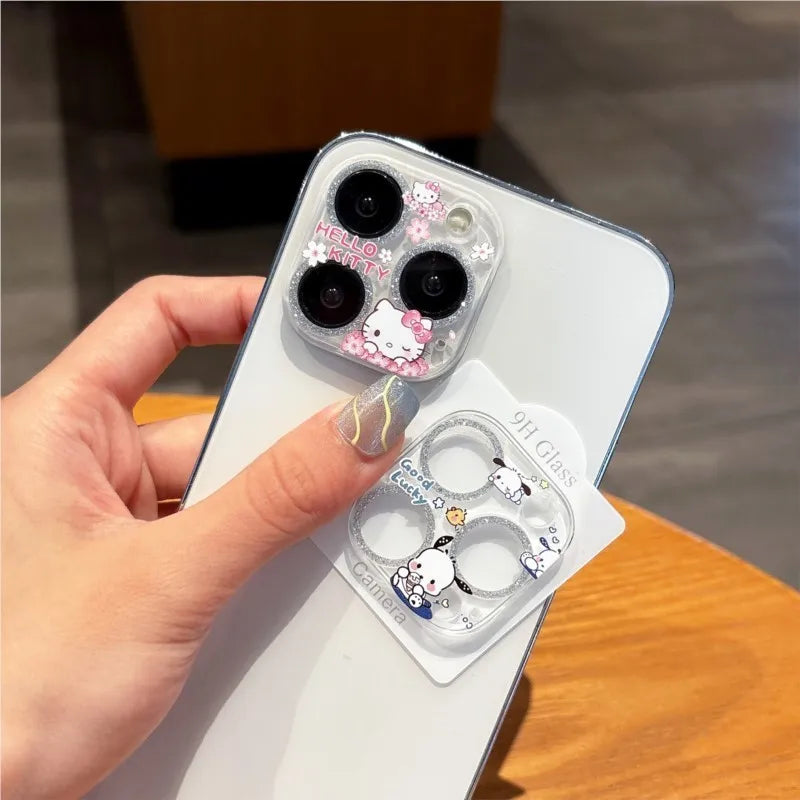 Sanrio Cartoon Hello Kitty Kuromi Camera Protector Lens Film For IPhone 16 15 14 Pro Max Plus HD Protective Glass Full Cover