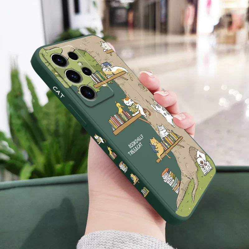 Big Tree Kitten Phone Case For Samsung Galaxy S25FE S24 S23 S22 S21 S20 S10 S10E Ultra Plus FE Note 20 Ultra 10 Plus Cover