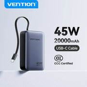 Vention CCC 45W 20000mAh Power Bank Fast Charging Portable Charger for Xiaomi iPhone Pro Max Samsung Galaxy Battery 3C Powerbank