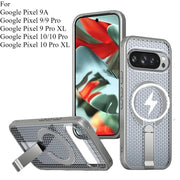 For Google Pixel 10 9 Pro XL 10A 9A Transparent particle heat dissipation PC board bracket magnetic phone case protective cover