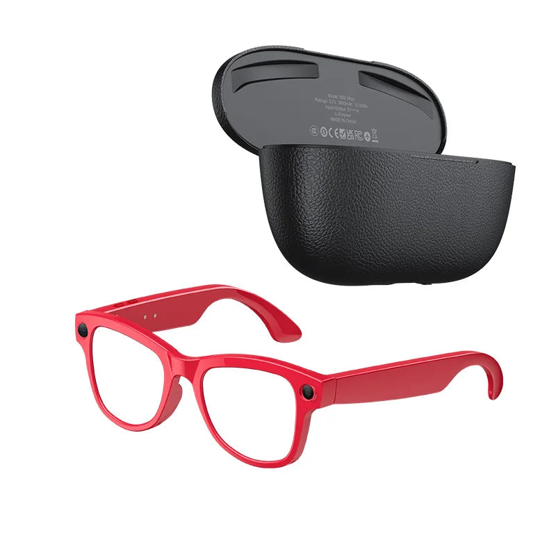 MOGCO Smart AI Glasses, 8MP Camera, Real-time Translation, 3600mAh Charging Case, 43.6g Ultra Lightweight Portable Eyeglasses