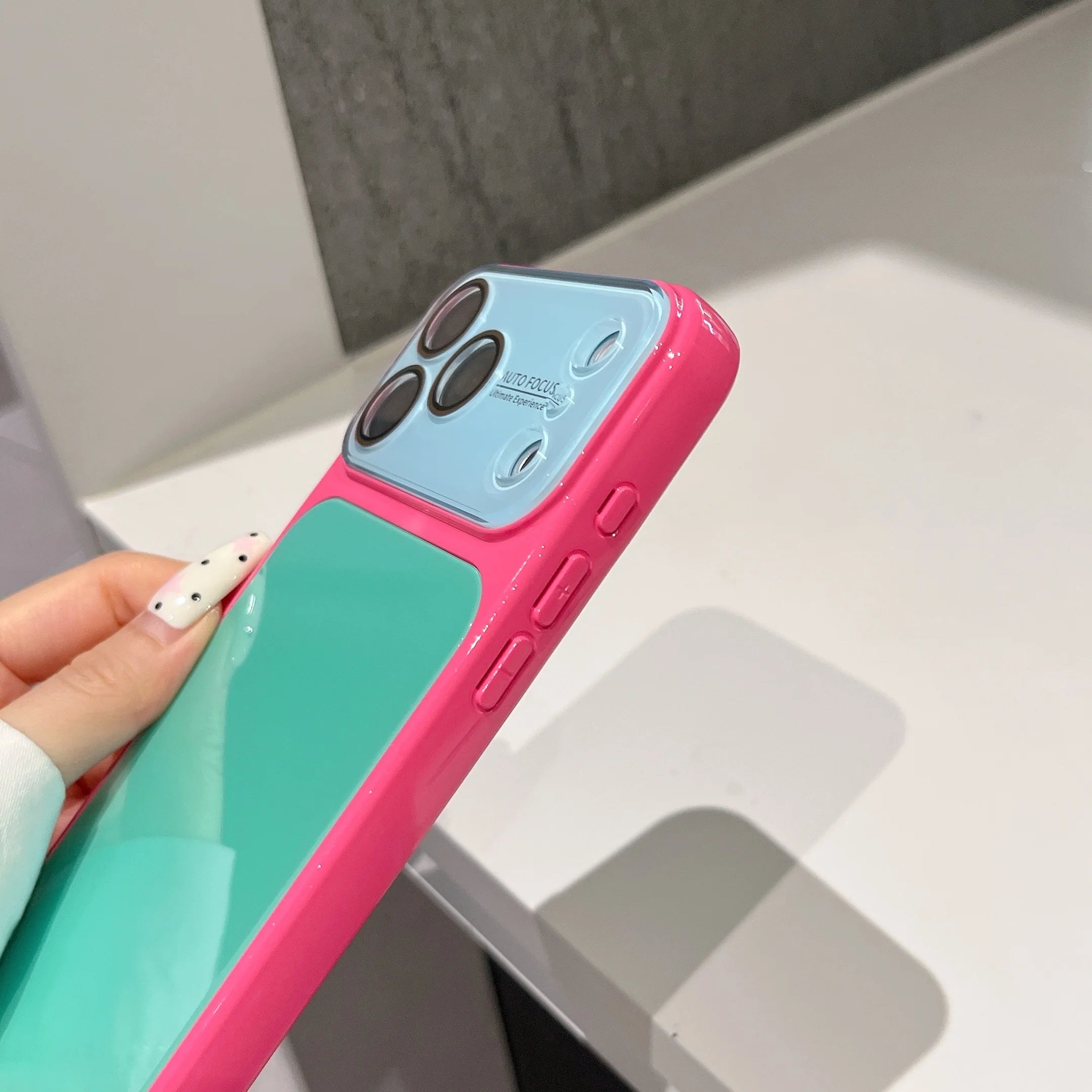 Luxury Contrast Color Tempered Glass Hard Case for Apple iPhone 17 16 15 14 Pro Max 13 Shockproof Dopamine YK2 Glossy  Cover