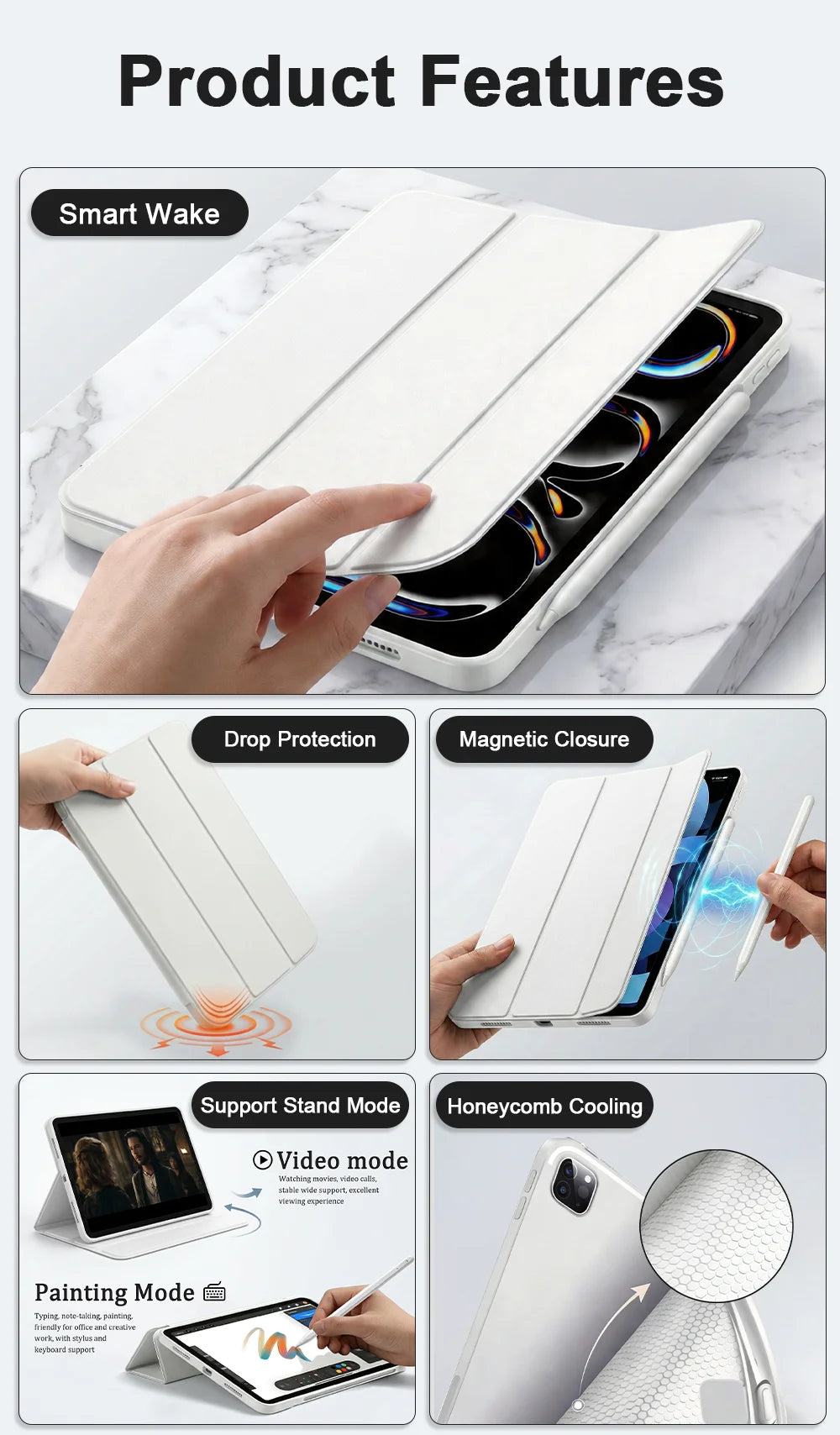 Case For iPad 11th A16 Air 11 M4 2026 M3 M2 5 4 10 9 9th 10th Generation Pro 13 M5 12.9 Mini 7 6 A17 10.9 2025 Cover Accessories
