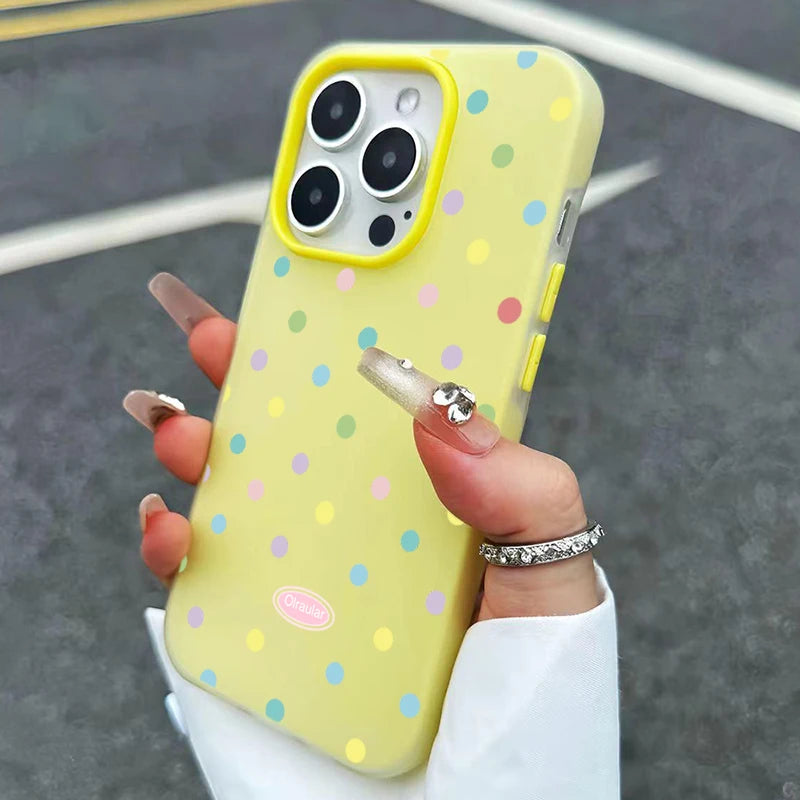 Luxury Colorful Dots Jelly Color Phone Case For iPhone 17 Air 11 12 13 14 15 16 17 Pro Max Plus Shockproof Bumper Cases Cover