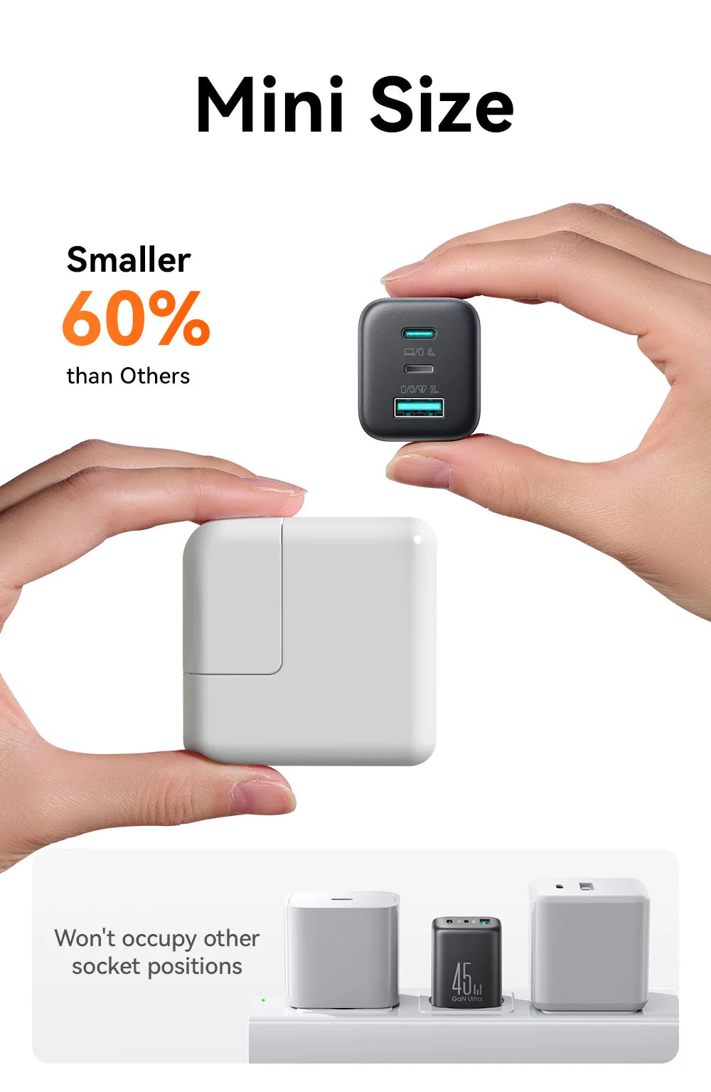 Joyroom 45W USB C/L/A Charger Mini Wall Charger EU UK Adapter Phone Charger for iPhone Earphone Mobile Phone Charger TO1