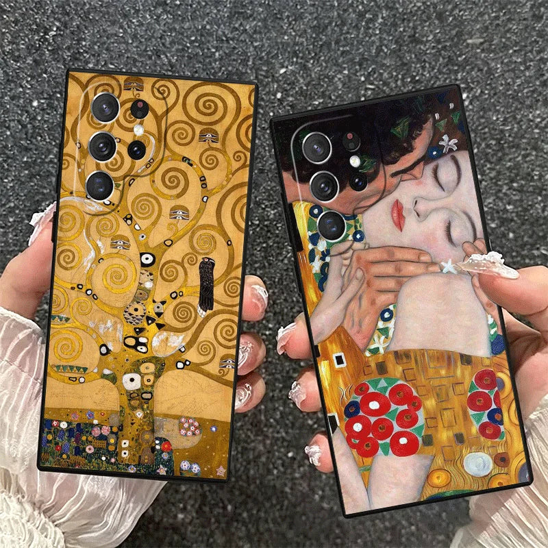Kiss By Gustav Klimt Art Soft Phone Case for Samsung Galaxy S26 S25 Edge S24 Ultra S23 Plus S22 S21 FE S20 Black Cover Back Shel