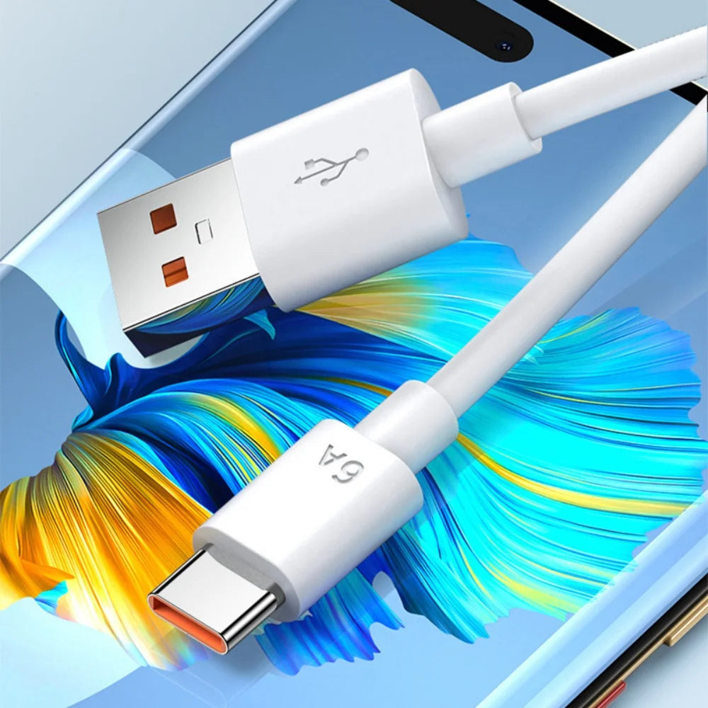 USB Fast Charger 66W Fast Charging QC3.0 EU/US Plug Wall Adapter 6A USB To Type C Cable For Huawei Mate 50 60 Nova 10 Honor 100