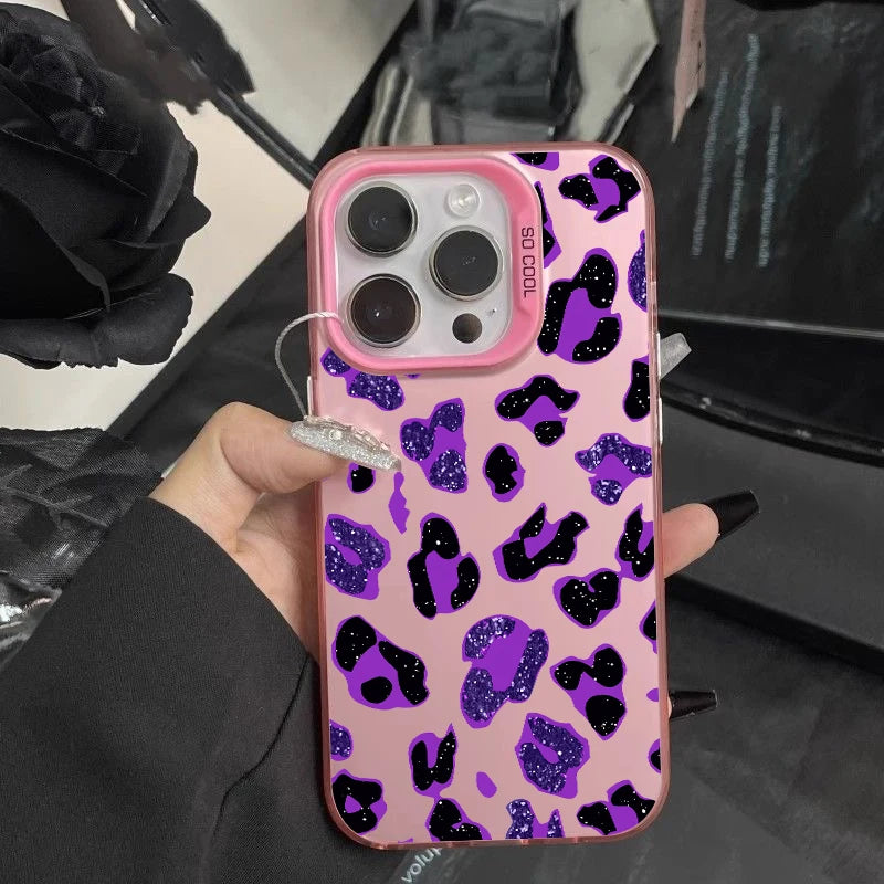 Shining Purple Leopard Print Phone Case For Samsung Galaxy S26 S25 Ultra S24 Plus S23 FE S22 S21 S20 A16 A54 A53 A34 A55 Cover