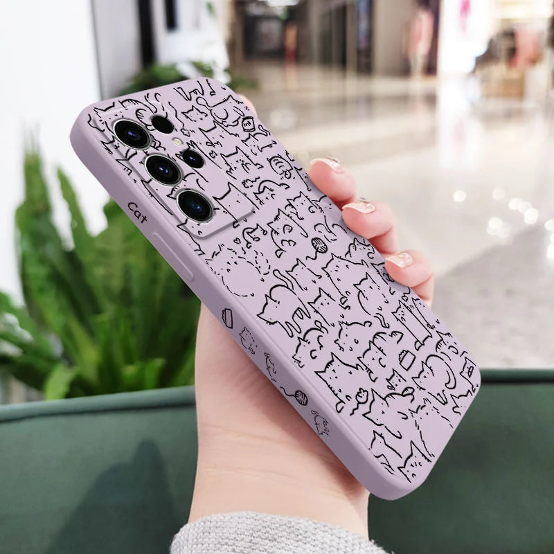 Line Cat Park Phone Case For Samsung Galaxy S25 S24 S23 S22 S21 S20 S10 S10E S9 Ultra Plus FE Note 20 Ultra 10 9 Plus Cover