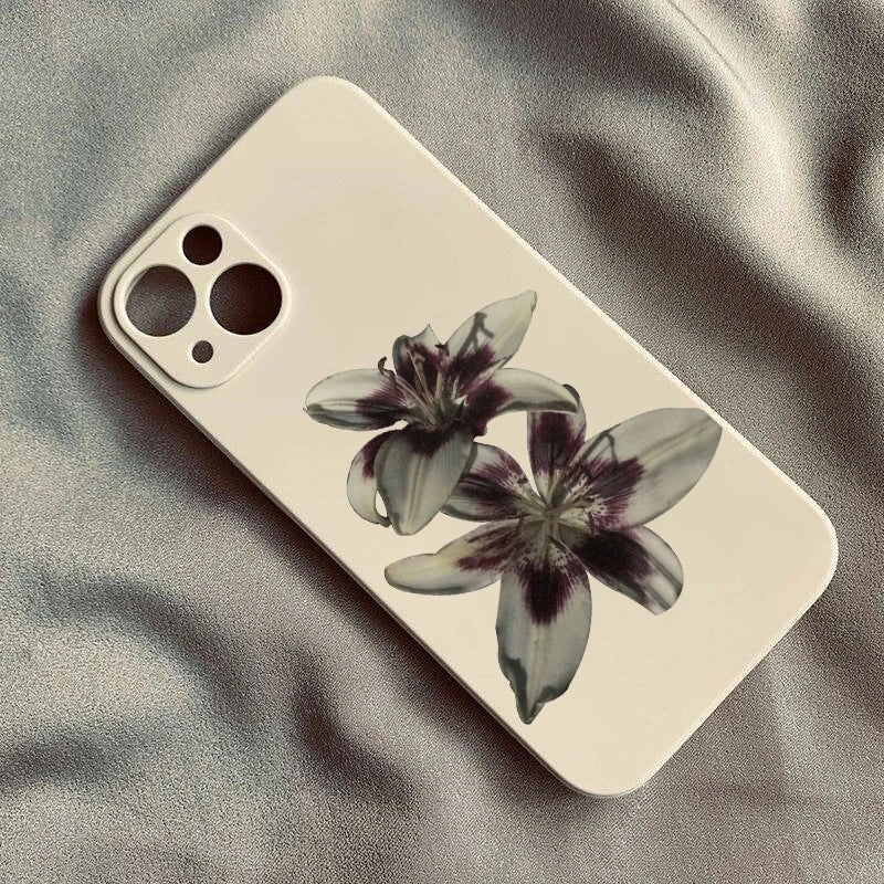 Lily Orchid Flower Print Phone Case For iPhone 17 16 15 14 13 12 11 Pro Max Mini SE4 7 8 Plus 17E Air Shockproof Silicone Cover