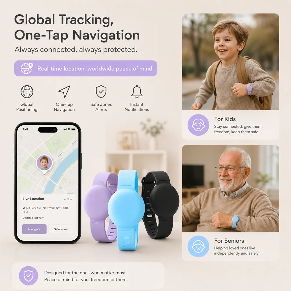 LAXASFIT GPS Tracker 180-Day Standby Global Positioning Location History Find My Device Anti-Lost Alarm for Kids Pets